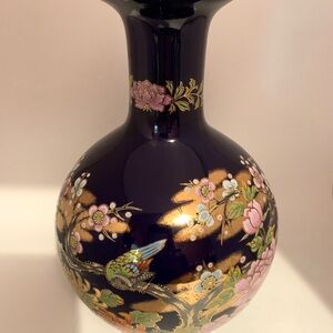 Vintage Porcelain Cobalt Blue Japanese Vase